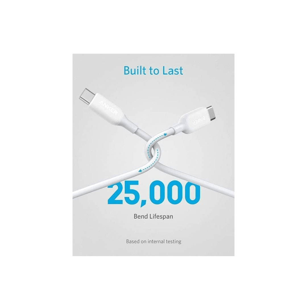 Anker PowerLine III Flow USB-C to USB-C Cable 100W 3ft - White in Qatar Anker PowerLine III Flow USB-C to USB-C Cable 100W 3ft - White in Qatar